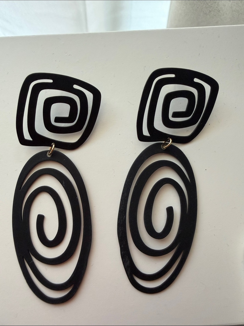 Modern Black Spiral Drop Earrings for Women